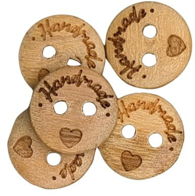 BOTIBOTON – 50 Boutons en bois HandMade - Bois d'olivier ciré - Mercerie boutons gros pour coudre en cardigans, bebè, originaux de fantaisie, marron clair - Fabriqués et expédiés d'ESPAGNE - (12 mm)