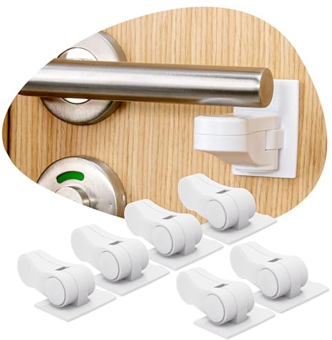 6-Pack Door Lever Lock for Child Safety - Baby Proofing - Child Proof Handle Locks