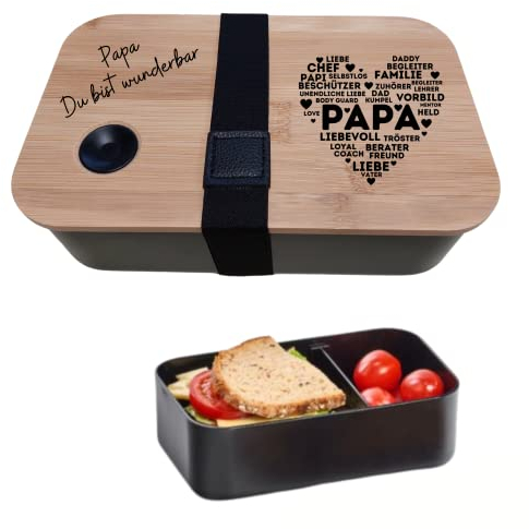 Druckerino Brotdose: Papa Du bist wunderbar I Brotdose für Papa I Geschenk Vatertag | Vatertagsgeschenk für Papa | Lunchbox Erwachsene | Gravur bester Papa Geschenkideen