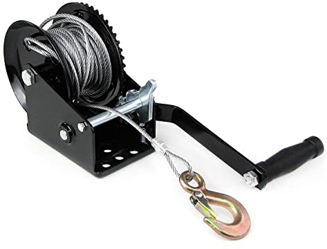 Cabrestante manual 1500 kg para tirar de coches, remolques, caravanas, etc. (con cable de alambre de 10 metros de largo)