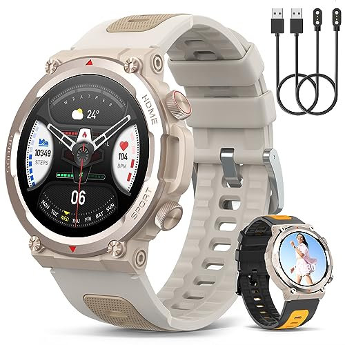 IYAQILEHE Relojes Inteligentes Mujer, 1.39 Smartwatch Mujer con Whatsapp y Llamadas [Realizar/Recibir/Rechazar] 100+ Modos Deportivos/Presión Arterial/Pulsómetro/SpO2/Monitor de Sueño/iOS Android