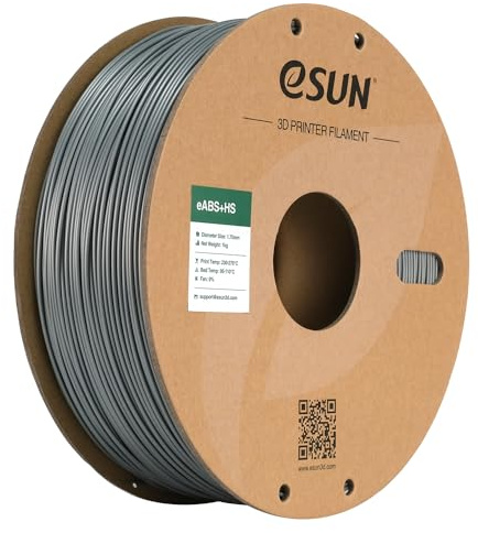 eSUN ABS+ Filament 1.75mm, ABS+HS Hochgeschwindigkeits 3D Drucker Filament Schnelligkeit ABS Plus, Maßgenauigkeit +/- 0.03mm, 1KG Spule (2.2 LBS) für 3D High Speed Drucker,Silber