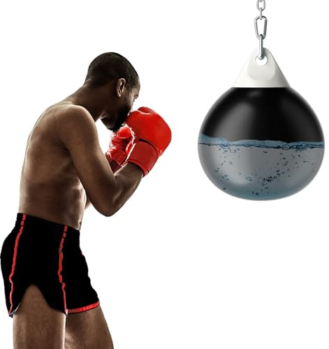 COSTWAY Saco de Boxeo con Agua, Bolsa de Boxeo para Agua de 45/55 cm y 50/85 kg con Cadena de Metal Ajustable, Manguera de Inyección de Agua, Punch Boxeo Adultos (45cm, Negro)