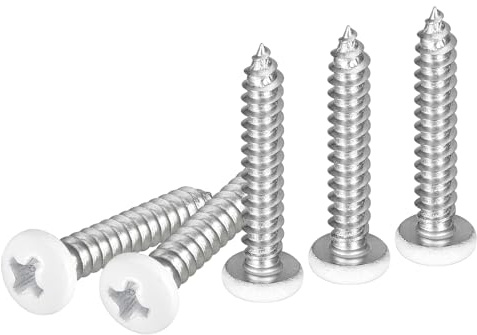 DTGN #8x1 White Screws 100Pack - 304 Stainless Steel Pan Head Phillips Sheet Metal Screw Self-Tapping Screw Wood Screws