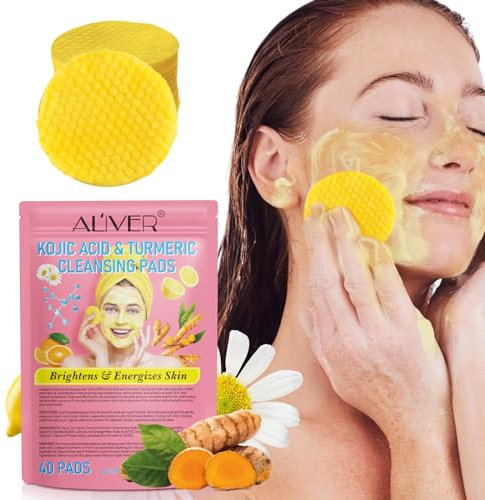 Kurkuma reinigende Peeling Pads für strahlende Haut Kojisäure und Kurkuma, Poren entblocken, Hautton ausgleichen, 40P
