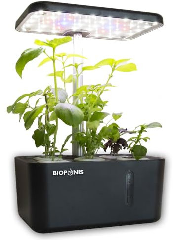 Bioponis - Eden Nero - Orto da Interno Idroponica per Piante aromatiche - 5 Posizioni di Coltivazione