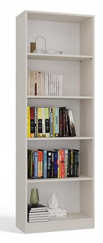 BDW Onyx 60 Estantería para libros, 5 compartimentos, 60 x 30 x 182 cm, de pie, para documentos, de pared, separador de habitaciones, de oficina, multifuncional, de madera aglomerada (cachemira)