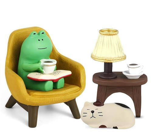 Garden Ornaments Outdoor Frog Statue - 4Pcs Cute Stuff for Garden Decor & Desk Decor - Resin Frog Garden's Gifts for Mum, Novelty Funny Gifts