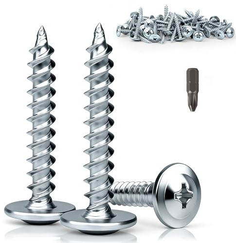 qjuwhua 110 Pcs Phillips Wafer Head Self Tapping Wood Screws M4.2x16mm Pan Head Screws Galvanised Round Dome Modified Truss Head Self Drilling Screw for Wood Aluminum Plastic Metal Pasterboard Silver