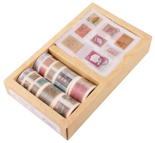BESTonZON Lot de 10 set de Rouleaux de Ruban Adhésif Washi Vintage Style Décoratif et Solide pour Scrapbooking Autocollants Créatifs pour Cahiers et Agendas pour Travaux Manuels et