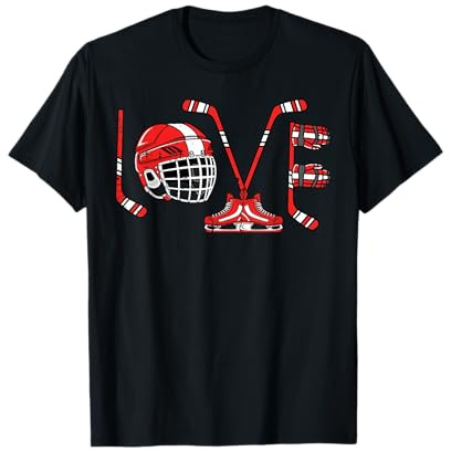 Valentines Day Love Ice Hockey Items Men Boys Kids Teens T-Shirt
