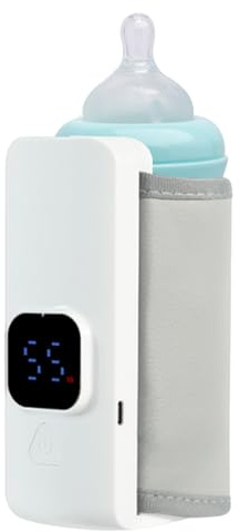 Calentador de leche de viaje – Calentador de botellas de 500 ml, recargable para guardería básico, temperatura, calentamiento rápido, alimentador portátil para noche, mañana, invierno, otoño
