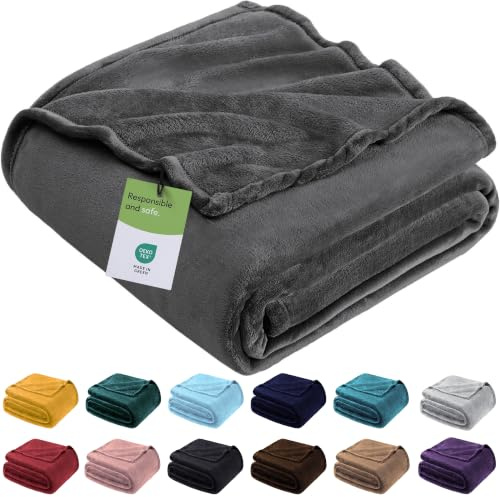 BedLooms Fleece Blanket Single Grey Throw for Sofas Fluffy Blankets | Soft Fleece Fabric for Warmth and Comfort, Lightweight and Breathable, Ideal for Bedroom, Sofas, Couches, Travel (130x150 cm)