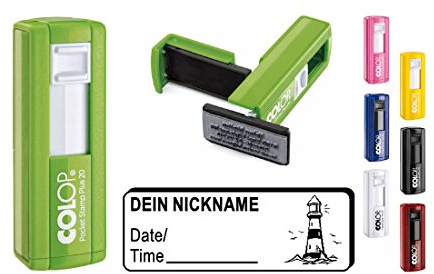 FVLFIL Geocachingstempel Leuchtturm - Abdruckgröße ca. 37 x 14 mm - mit persönlichem Nicknamen