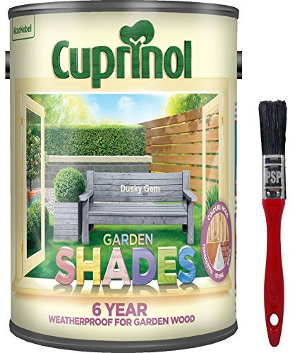 New 2018 Improved Formula Cuprinol Garden Shades Dusky Gem 5L. Now Offers 6 Year Garden Wood Weather Protection. Includes PSP Touch up Wood Care Brush.