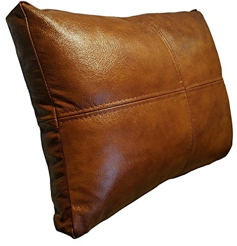 Quattro Meble Antic Braun Echt Lederkissen 35 x 50cm Sofa Deko Kissen Echtleder Rückenkissen Rindsleder Leder Modell P&Z4el