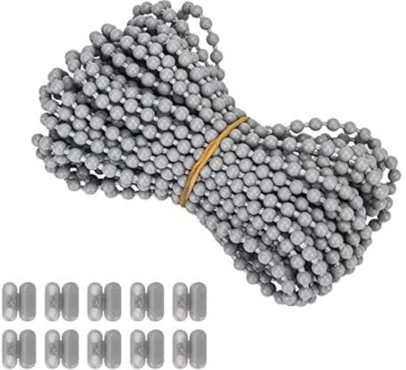 Luanxu10 Meters (10.94 Yards) Roller Blind Bead Chain Cord with 10 PCS of Connectors for Roman Venetian Honeycomb Vertical Shade Blind Cord for Roller Blind Replacement Parts Repair Fittings (Gray)
