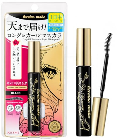 Kissme Heroine Make Long Up Mascara Super Waterproof WP 01 Noir avec Fibre Super Allongement pour des cheveux longs et bouclés