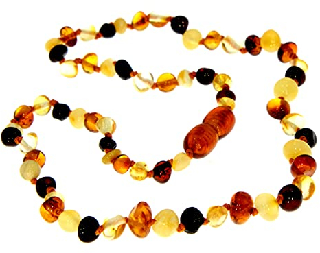 SilverAmber Jewellery Mehrfarbiger baltische Bernstein perlen Halskettet - Kettenlänge 50 cm - Erhältlich in verschiedenen Farben und Größen - NBARMIX50