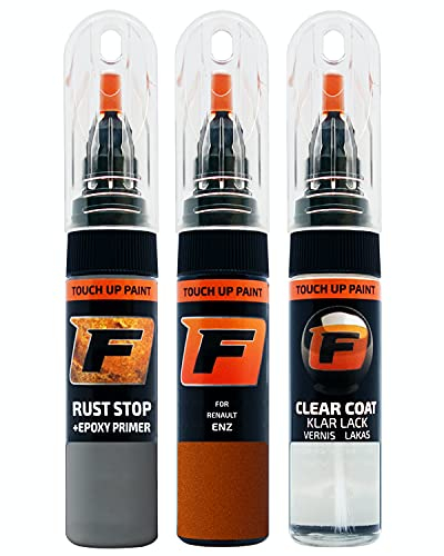 FIRANTO stylo peinture de voiture pour Renault ENZ Orange Arizona réparation couleur voiture 3 en 1, rayures stylo retouche peinture 15ml avec pinceau, apprêt, laque