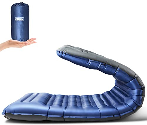 BQA Camping Sleeping Pad Inflatable Sleeping Mat with Pillow & Built-in Pump, Extra Thickness 10cm Compact Ultralight Waterproof Camping Air Mattress for Backpacking, Hiking, Tent, Traveling