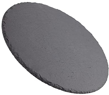 Etrexonline Tablas de Pizarra Premium | Platos de Piedra Negra para Aperitivos | Bandejas de Sushi y Tapas | Estilo Moderno | Resistente al Desgaste| Ideal para cualquier Evento | Redonda Ø22 cm