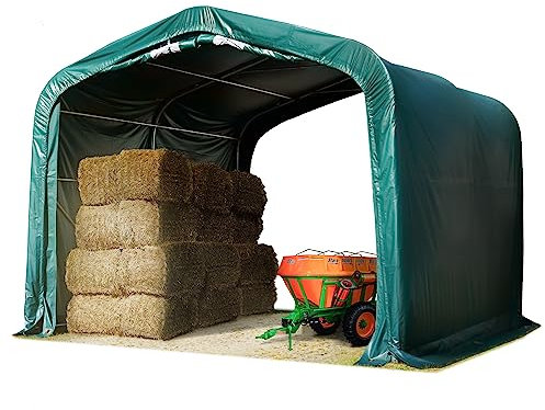 TOOLPORT Weideunterstand 4x4 m PVC Plane 850N Lagerzelt Unterstand grün für Erduntergrund
