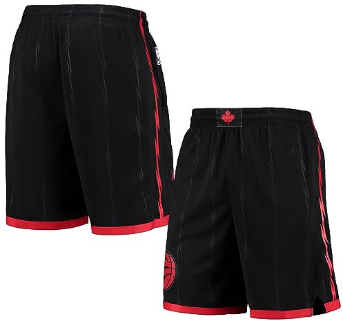 NBA Jungen Jugend 8–20 Offizielle On-Court Alternate Swingman Performance Shorts, Toronto Raptors Schwarz Rot, 14-16