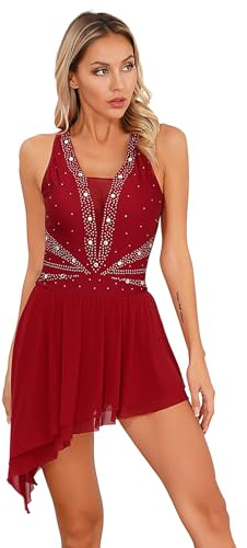 iiniim Vestdio de Danza Ballet para Mujer sin Mangas Maillot Patinaje Artístico con Falda Leotardo de Baile Gimnasia Brillante Disfraz de Bailarina