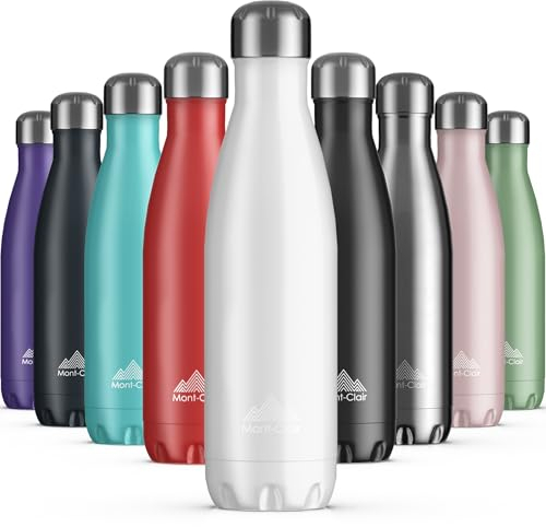 Mont-Clair Borraccia Termica 500ml in Acciaio Inox, Borracce Termiche - 12h di Bevanda Calda e 24h di Bevanda Fredda - Senza BPA, Bottiglia Acqua, Borraccia 500ml Bianca