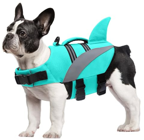 Oslueidy Dog Life Jacket High Flotation,Shark Dog Lifesavers Floats Coat High Visibility Reflective Pet Safety Vest Swimsuits Small Medium Large Dog Life Vest for Swimming Boating Surfing Kayaking