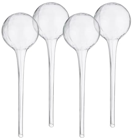 Relaxdays Sfere per Irrigazione, 30x9 cm, Set 4 Irrigatori Automatici per Piante e Fiori in Vacanza, Vetro, Trasparente