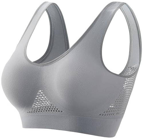 BBring BH Damen Ohne Bügel Starker Halt,Damen Soft-BH Strech Ohne Buegel Push up Yoga Sports BH Mesh Atmungsaktiv Womens Basic BH 1/2/3 Set Bequem BH Top Angenehm(Grey, S) Triangel Bustier Push Up