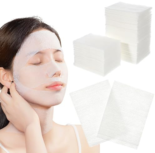 TOPPERFUN 400Pcs Cotton Pads for Face, 4.2x3.9in Thin Facial 100% Cotton Wipes, Stretchable Dry Toner Pads Soft Wipes for Toner, Makeup Remover, and Masks, Extra Soft Makeup DIY Mask for Women