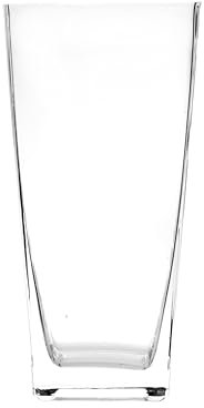 Gran jarrón de Cristal Transparente de sección Cuadrada – Medidas 10 x 10 x 20 cm