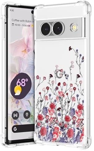 RALEAVO Blommigt fodral för Google Pixel 8a, klart telefonfodral, blommor, tunt, sött skyddsfodral för flickor, kvinnor, transparent, mjuk silikon, telefonskal med stötdämpning i fyra hörn, hyacint