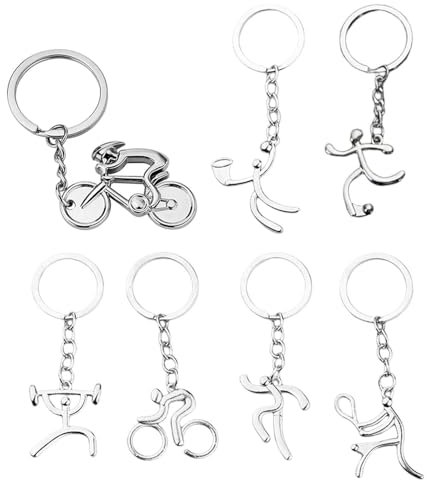 7-pack sport nyckelring, cykelnyckelring, bollsport nyckelring, kreativ gåva nyckelring, personlig nyckelring, gåvor till sportälskare, Silverton, Taglia unica, Modern