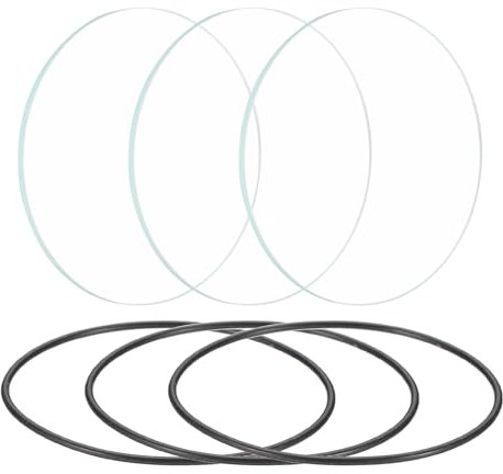 PATIKIL 2.2 Dia LED Lens, 3 Set Polished Edge Flashlight Replacement Parts Glass Lens with Silicone Ring for Light Source Lens Replacement, Transparent