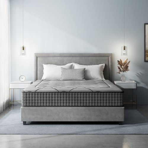DEWINNER Matelas 140x190 cm, Hauteur 30 cm, Matelas Silencieux d'épaisseur Moyenne, Mousse à Mémoire de Forme Hybride, Ressorts Ensachés Individuels, Absorbant et Respirant