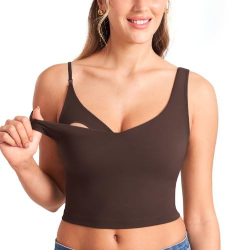 MOMANDA Longline Sports Nursing Bras Hot Fudge Brown L