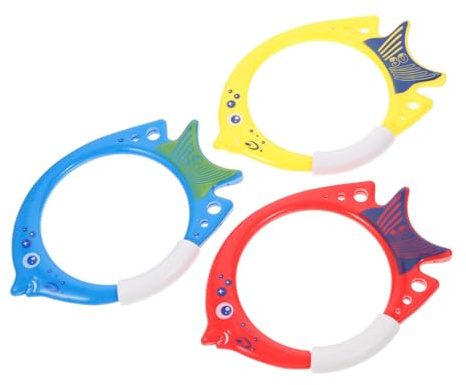 Abaodam Lot de 3 Anneaux de Plongée en Plastique Sûr pour Garçon et Filles Jouets de Piscine de Poisson Petits Anneaux Colorés pour Apprentissage Natation sous-Marine