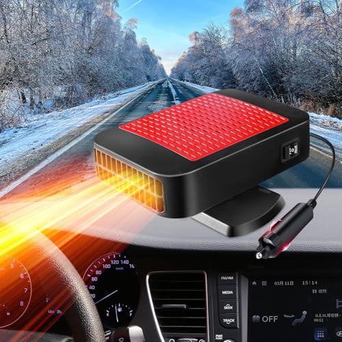 Car Heater,12V 200W Portable Car Heater for Vehicle,Car Defroster Windshield Heater Car Heater That Plugs into Cigarette Lighter for Car, SUV, Trucks (Red Black)