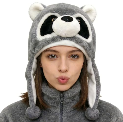 Gorro de invierno de animales – Gorro de cúpula de felpa de dibujos animados, suave, cálido, a prueba de viento, gorro de algodón | Dulce accesorio de disfraces para | Sombrero divertido para