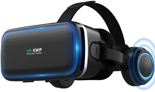 XWP Visore Realtà Virtuale 3D Con Cuffie Per Smartphone, Occhiali VR Con Lenti HD, Compatibile Con IPhone & Android 4,7–6,8, Per Giochi E Film, Festività Per Amici E Famiglia