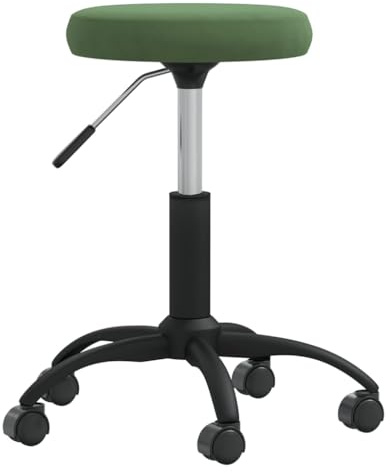 GeenYuu Tabouret de massage en velours vert foncé avec vérin à gaz réglable en hauteur 31 cm Diamètre 42-54 cm Hauteur rotatif à 360° avec roulettes pour bureau, salon et salon