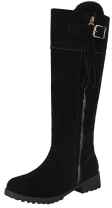 Generisch Bottines pour femme avec talon bloc haut, bottes tendance, adaptées pour les filles à porter en automne et en hiver, chaussures traditionnelles pour femme