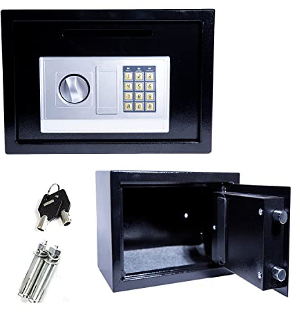 Brandsäker Säkerhetsskåp Digital Keypad Kassalåda - för ID-papper, Tures, Dokument, Litet elektroniskt Säkerhetsskåp/Svart/8,5L