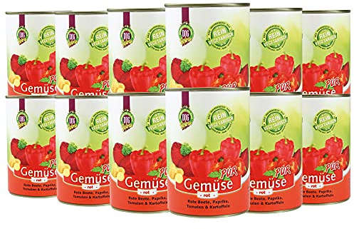 Schecker Hundefutter - 100% Gemüse PUR - rot - Nassfutter für Hunde - 12 x 410 g - getreidefrei - kalorienarm - Diätfutter - BARFen