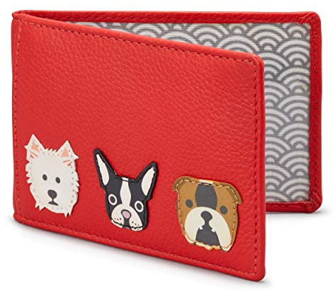 Yoshi Dog Applique Leather Travel Pass/Oyster Card Holder (Red)