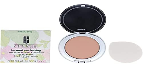 Clinique Beyond Perfecting Powder Lightweight Full Coverage Foundation + Concealer For Dry Combination to Oily Skin Types, Alabaster, 0.51 Ounce